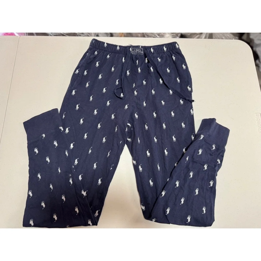 Polo Ralph Lauren Mens Pajama Lounge Pants Navy Allover Pony Print Men's S